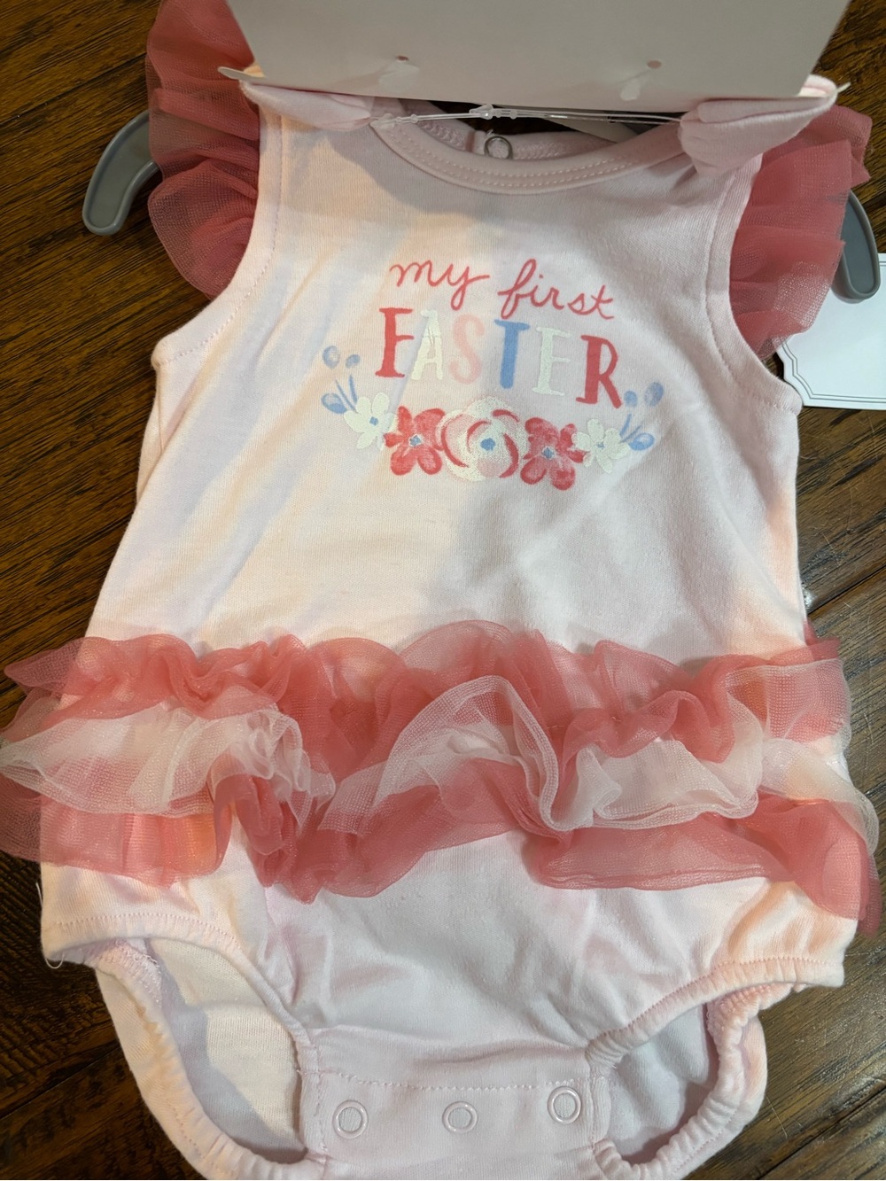 Baby Girls "My First Easter" Pink Ruffle Bodysuit